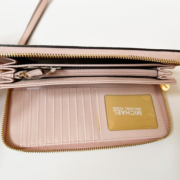 Michael Kors Jet Set Travel Large Continental Wallet Pink Powder Blush - Picture 7 of 9